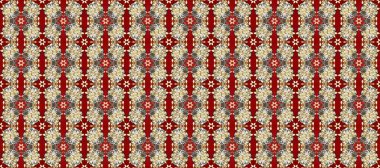 Damask pürüzsüz süsü. Klasik oryantal desen kırmızı, bej ve kahverengi renkler üzerinde. Geleneksel raster ve altın desen.