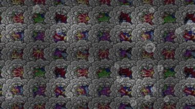 Renkli unsurlarla hareketli arka plan görüntüleri. Çiçekler. Eski model. Bayrak tarzı. Video kaydı. Şablon. Döngü. Kusursuz..