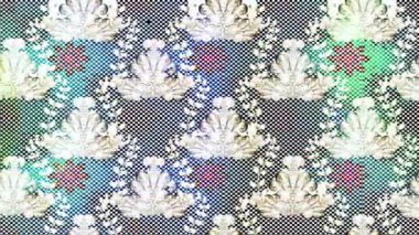 Renkli unsurlarla hareketli arka plan görüntüleri. Çiçekler. Eski model. Bayrak tarzı. Video kaydı. Şablon. Döngü. Kusursuz..