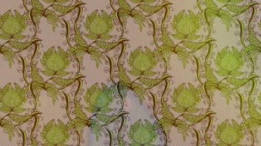 Renkli unsurlarla hareketli arka plan görüntüleri. Çiçekler. Eski model. Bayrak tarzı. Video kaydı. Şablon. Döngü. Kusursuz..