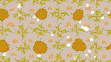 Renkli unsurlarla hareketli arka plan görüntüleri. Çiçekler. Eski model. Bayrak tarzı. Video kaydı. Şablon. Döngü. Kusursuz..
