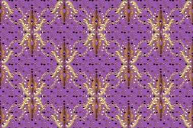 Barok tarzında kusursuz bir doğulu süsü. Mor ve kahverengi renklerdeki altın desenli altın elementler. Raster oryantal süs. Geleneksel klasik altın desen.