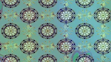 Raster illüstrasyonu. Noel mavisi, nötr ve yeşiller. Sihirli mavi, nötr ve yeşil tatil soyut arka plan yıldız ve düşen kar taneleri.