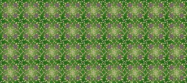 Dekoratif simetri arabesk. Doğum günü kartı, davetiye ya da afiş için iyidir. Kusursuz ortaçağ çiçek deseni. Altın yeşile, gri ve nötr renklere. Raster illüstrasyonu.