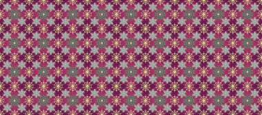 Raster illüstrasyonu. Kar tanelerinin soyut arkaplanlı Noel şablonu. Mor, gri ve bej kar taneleri. Noel ve Yeni Yıl moda baskıları için tatil tasarımı.