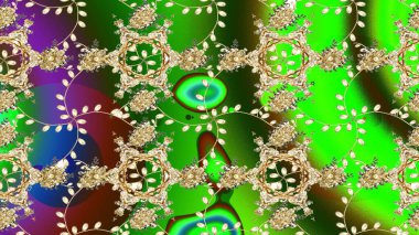 El dekorasyonu, çiçek mandala. Çiçek. Raster illüstrasyonu. Yeşil, bej ve kahverengi renklerde.