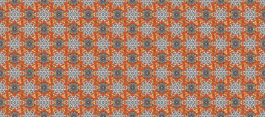 Arkaplan dokusu, duvar kağıdı, çiçek teması gri, turuncu ve beyaz. Soyut etnik raster kusursuz desen. Kabile sanatı boho baskısı, klasik çiçek arkaplanı.