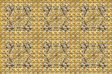 Noel altın kar tanesi kusursuz desen. Sarı, bej ve kahverengi renklerde altın kar taneleri. Sembol bayramı, yeni yıl kutlamaları, altın desenler. Kış kar dokusu duvar kağıdı.