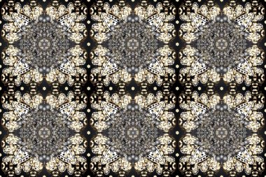 Klasik klasik klasik arka plan. Geleneksel oryantasyon süsü. Kusursuz klasik raster grisi, bej, kahverengi ve altın desenli.