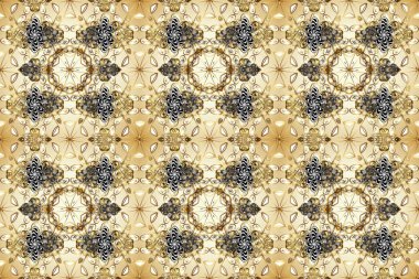 Bej, nötr ve kahverengi renklerde altın elementler. Geleneksel klasik raster altın pürüzsüz desen. Barok tarzında kusursuz bir doğulu süsü..