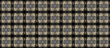 Altın desenli gri, bej ve kahverengi, altın elementli. Raster oryantal süs. Barok tarzında kusursuz bir doğulu süsü. Geleneksel klasik altın desen.