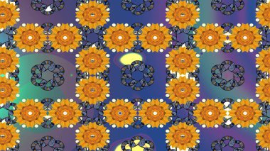 Çiçekli el deseni, suluboya. Raster deseni. Süslü kumaş deseni.