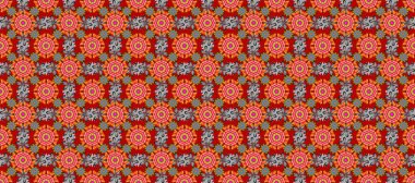 Gri, kırmızı ve turuncu renklerde elle çizilmiş mandala. Raster soyut desen.