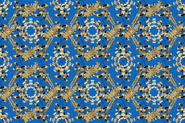 Lüks, kraliyet ve Viktorya dönemi konsepti. Klasik barok çiçekli, altın rengi, mavi ve gri desenli. Süslü raster dekorasyonu. Mavi ve gri renklerde altın element.