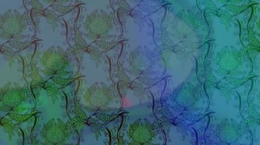 Renkli unsurlarla hareketli arka plan görüntüleri. Çiçekler. Eski model. Bayrak tarzı. Video kaydı. Şablon. Döngü. Kusursuz..