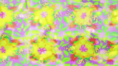 Renkli unsurlarla hareketli arka plan görüntüleri. Çiçekler. Eski model. Bayrak tarzı. Video kaydı. Şablon. Döngü. Kusursuz..