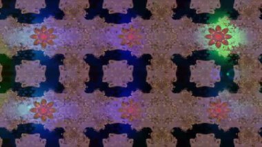Renkli unsurlarla hareketli arka plan görüntüleri. Çiçekler. Eski model. Bayrak tarzı. Video kaydı. Şablon. Döngü. Kusursuz..