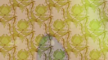 Renkli unsurlarla hareketli arka plan görüntüleri. Çiçekler. Eski model. Bayrak tarzı. Video kaydı. Şablon. Döngü. Kusursuz..