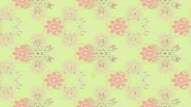 Renkli unsurlarla hareketli arka plan görüntüleri. Çiçekler. Eski model. Bayrak tarzı. Video kaydı. Şablon. Döngü. Kusursuz..