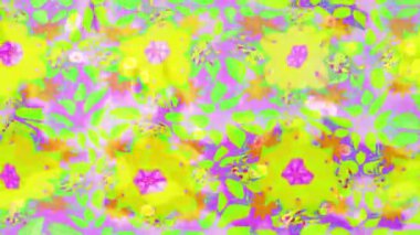 Renkli unsurlarla hareketli arka plan görüntüleri. Çiçekler. Eski model. Bayrak tarzı. Video kaydı. Şablon. Döngü. Kusursuz..
