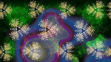 Millefleur 'lar. Küçük mavi ve yeşil renkte güzel bir besin torbası deseni, çiçekler. Tekstil, kumaş, kapaklar, duvar kağıtları, baskı, paket, koleksiyon defteri, örgü, dekupaj için çiçek arkaplanı..