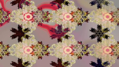 Raster illüstrasyonu. Bej ve gri renkli çiçekler. Çizim çiçek deseni duvar kağıdı için kullanılabilir.