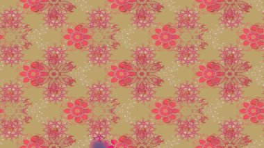 Şirin çiçekli eskiz deseni ve nötr ve pembe renklerde yapraklar, suluboya çiçek deseni, duvar kağıdı, kart ya da kumaş için fayanslı. Raster illüstrasyonu.