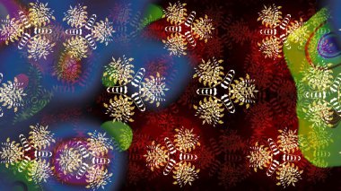 Renkli Yaz Temalı eskiz kalıbı. Düz Çiçek Elementleri Tasarımı. Raster Illustrasyon 'daki Çiçek Deseni' nin son moda çizimi. Siyah ve kahverengi renkte çiçekler.