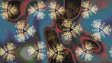 Suluboya etkisi. Raster deseni. Organik elementler. Botanik çizim deseni.