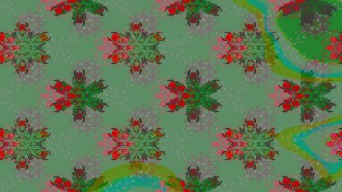 Küçük çiçekteki sevimli çiçek deseni. Yeşil ve gri renkte çiçekler.