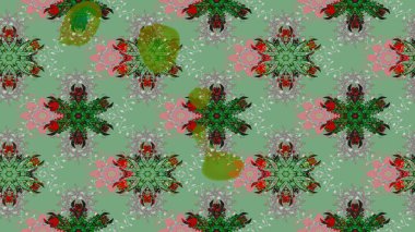 Raster illüstrasyonu. Çiçekli güzel suluboya desen. Yeşil ve nötr renklerde.