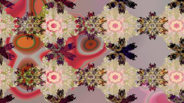 Çiçek çelengi. Güzel, parlak, pürüzsüz kumaş, tuval. Kıvırcık, parlak örgü. Raster illüstrasyonu. Desen, çizim, çiçek sınırı. Klasik eski arkaplan.