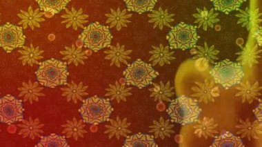 Renkli unsurlarla hareketli arka plan görüntüleri. Çiçekler. Eski model. Bayrak tarzı. Video kaydı. Şablon. Döngü. Kusursuz..