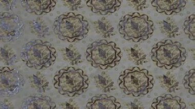 Renkli unsurlarla hareketli arka plan görüntüleri. Çiçekler. Eski model. Bayrak tarzı. Video kaydı. Şablon. Döngü. Kusursuz..