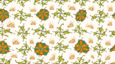 Renkli unsurlarla hareketli arka plan görüntüleri. Çiçekler. Eski model. Bayrak tarzı. Video kaydı. Şablon. Döngü. Kusursuz..