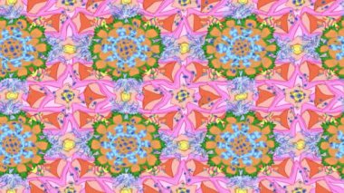 Renkli unsurlarla hareketli arka plan görüntüleri. Çiçekler. Eski model. Bayrak tarzı. Video kaydı. Şablon. Döngü. Kusursuz..