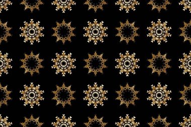 Raster oryantal süs. Kusursuz altın desen. Altın desenli siyah, kahverengi ve bej rengi altın elementlerle.
