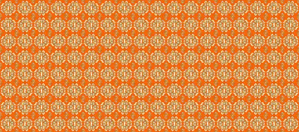 Christmas 2019, snowflake, new year. Vintage seamless pattern on a beige, orange and brown colors with golden elements.