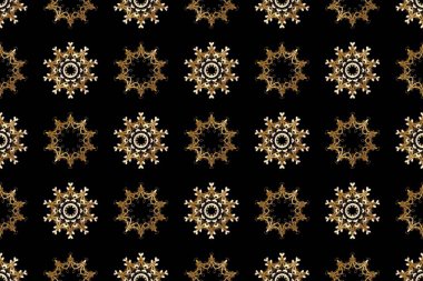 Raster oryantal süs. Kusursuz altın desen. Altın desenli siyah, kahverengi ve bej rengi altın elementlerle.