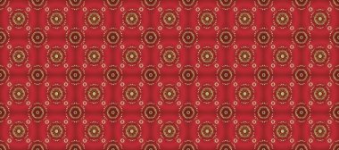 Raster altın pürüzsüz desen. Arkaplan, kumaş, altın duvar kağıdı. Düz elle çizilmiş klasik koleksiyon. Altın elementlerle kırmızı ve kahverengi renklerde altın desen.