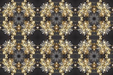 Klasik klasik klasik arka plan. Kusursuz klasik raster grisi, bej, kahverengi ve altın desenli. Geleneksel oryantasyon süsü.