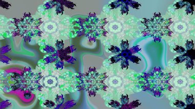 Süslü kumaş deseni. Raster illüstrasyonundaki çiçek desenli çizim. Düz Çiçek Elementleri Tasarımı. Renkli Bahar Teması çizim şablonu.