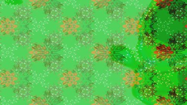 Raster. Yeşil ve nötr renkte güzel çiçekli eskiz deseni, suluboya çiçek deseni, duvar kağıdı, kart veya kumaş için fayanslı.