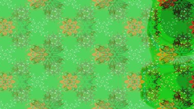 3D çiçekler, eskiz. Renklerle. Raster illüstrasyonu.