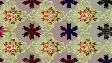 Şirin çiçek elementleri. Robot resim. Raster illüstrasyonu. Renkli çiçekler.