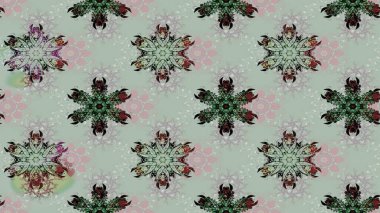 Renkli çiçekler. Renkli Yaz Temalı eskiz kalıbı. Raster illüstrasyonundaki çiçek desenli çizim. Düz Çiçek Elementleri Tasarımı.