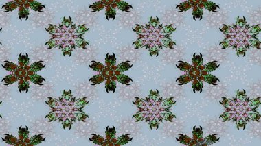 Dallı bahar çiçekleri ile desen, mavi ve gri renkler ile çiçek silueti. Raster deseni.