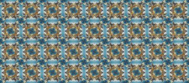 Mavi, gri ve nötr renklerde grafiksel modern kusursuz desen. Duvar kâğıdı barok, İspanyol kumaşı. Kusursuz raster arka plan. Kusursuz çiçek deseni.