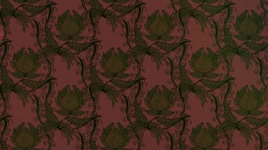 Yumuşak, bahar çiçekleri kahverengi ve gri renklerde. Çiçekli karalama şeklinde Raster çiçek deseni. Raster illüstrasyonu.