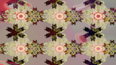 Düz Çiçek Elementleri Tasarımı. Raster illüstrasyonu. Renkli çiçek buketi suluboya. Renkli Bahar Teması çizim şablonu.